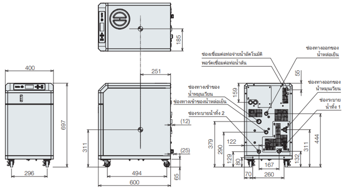 PCU-NE2500W ขนาด
