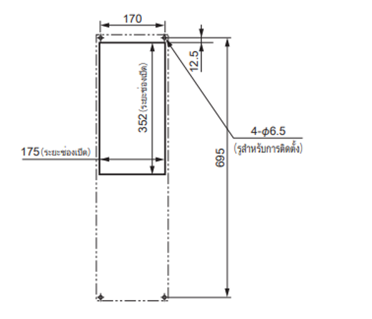 แบบการติดตั้ง ENH-130L(R)-220 (ตัดแผงมาตรฐาน)