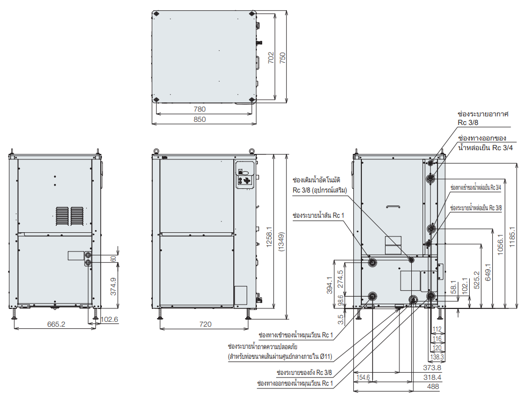 PCU-SL15000W ขนาด