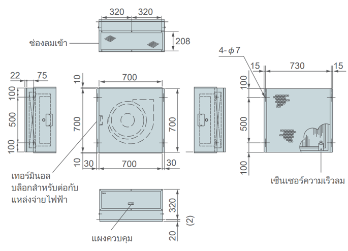 PAU-A14FFU ขนาด