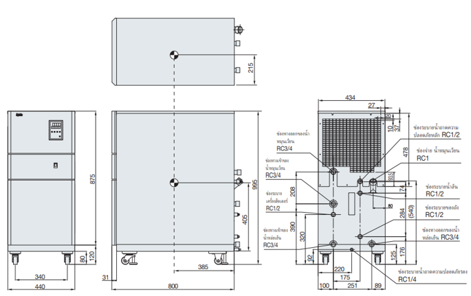 PCU-W3610R ขนาด
