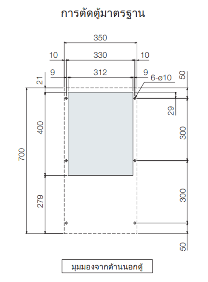 ขนาดการติดตั้ง ENC-GR500L-SUS
