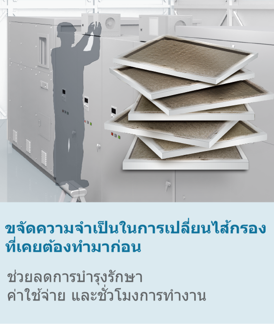 ไม่จำเป็นต้องเปลี่ยนตัวกรองซึ่งเคยจำเป็นมาก่อน ส่งผลให้ต้นทุนการบำรุงรักษาและชั่วโมงการทำงานลดลง