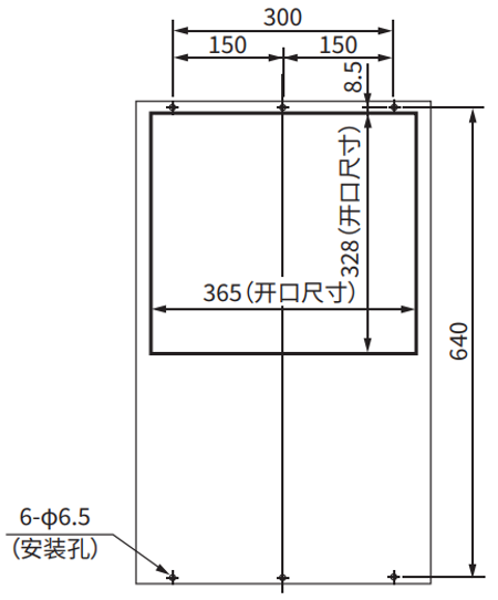 ENH-165L (R) -200安装加工图 (标准面板裁切)