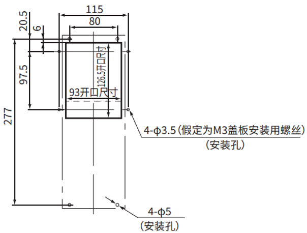 ENH-105L (R) -200安装加工图 (标准面板裁切)