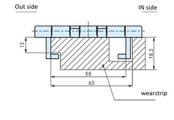 Installation of wearstrip on the curved section of the conveying side