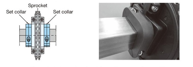 How to secure a sprocket for Plastic top chain