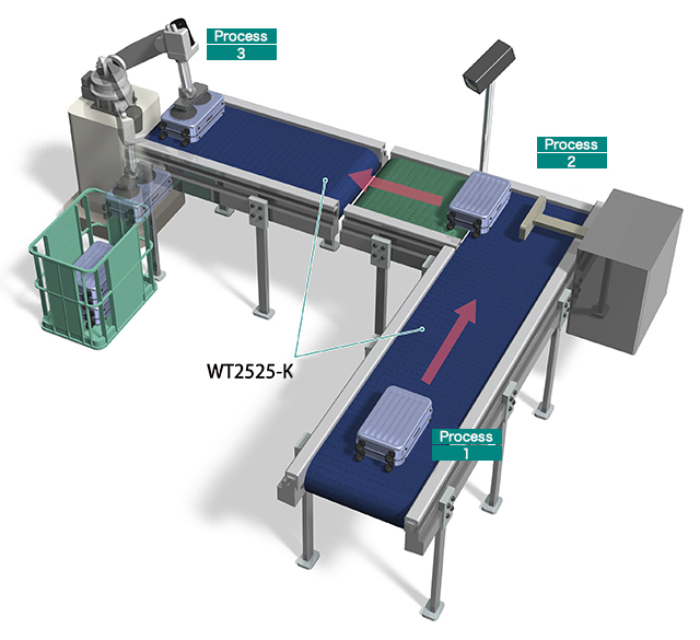 Suitcase transport conveyor