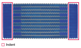 インデントを設けることでラバー部の摩耗を防止
