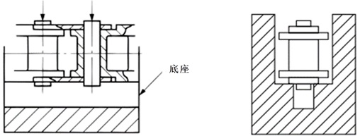 プラコンビを受け台にセットした断面