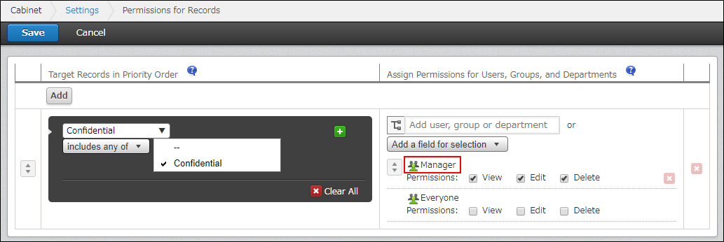 Screenshot: The "Permissions for app" screen