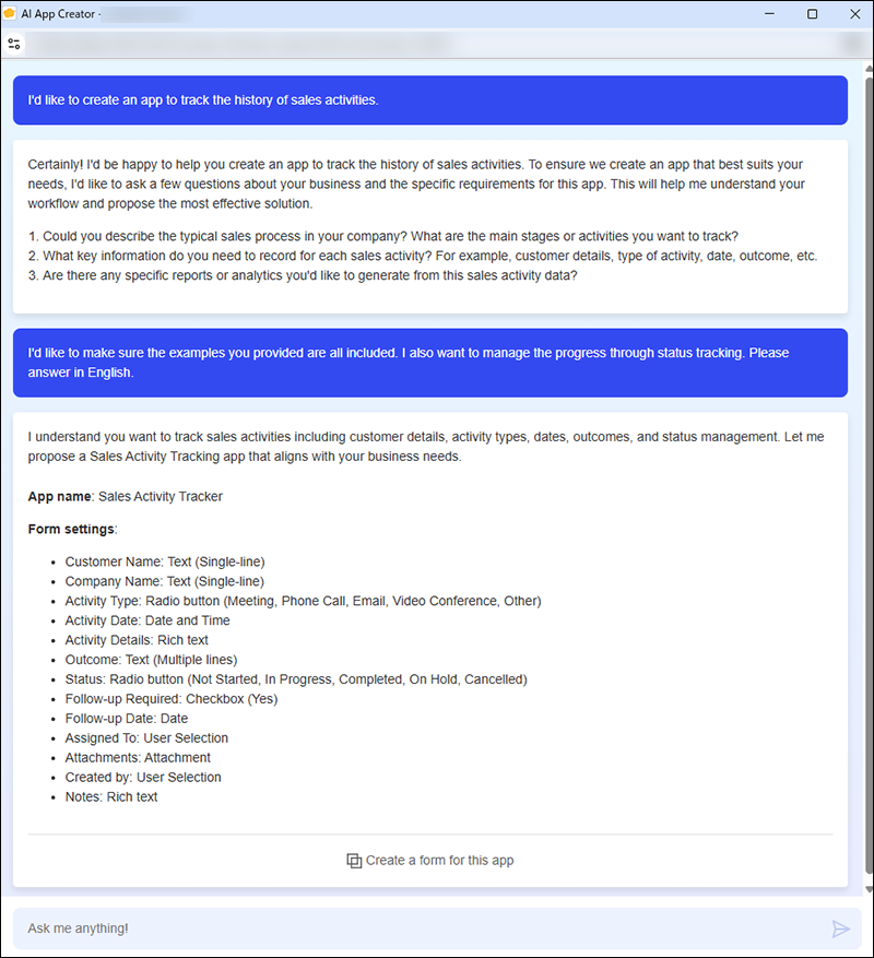 Screenshot: The AI App Creator