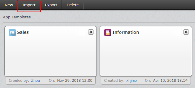 Screenshot: The "Import" button is highlighted