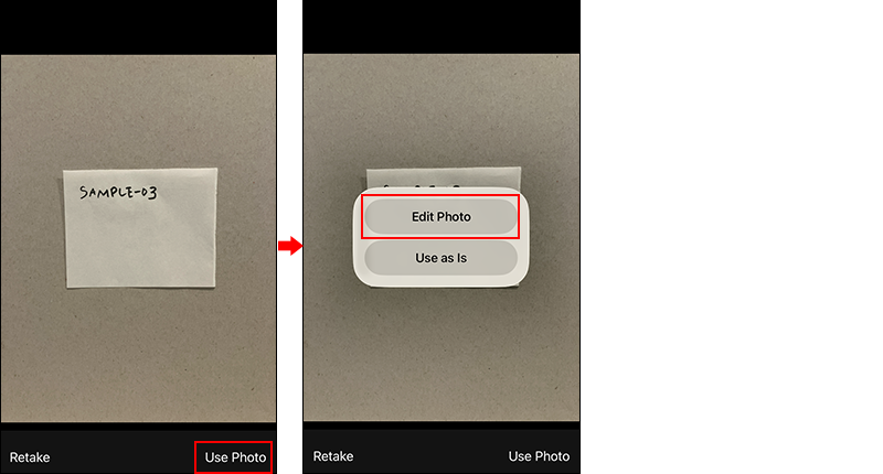 Screenshot: How the screen changes to the photo or video capture screen