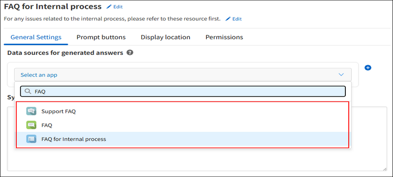 Screenshot: A list of suggested apps is displayed in the data source settings