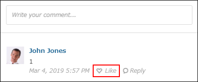 Screenshot: The "Like" button is displayed