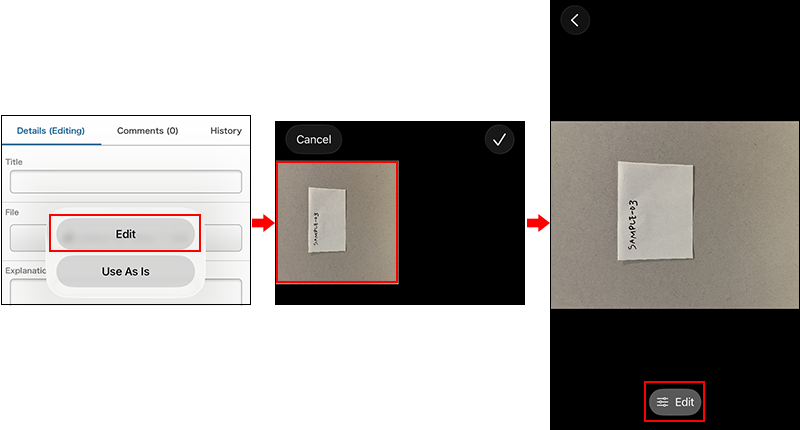 Screenshot: How to switch to the edit screen when "Photo Library" is selected