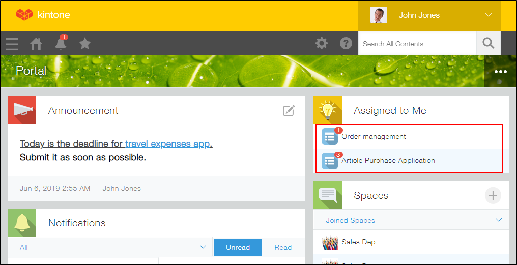 Screenshot: Apps are highlighted in the "Assigned to me" section of a portal