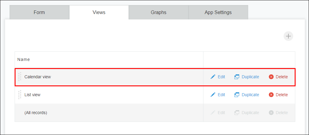 Screenshot: The created view is reordered to the top of the list