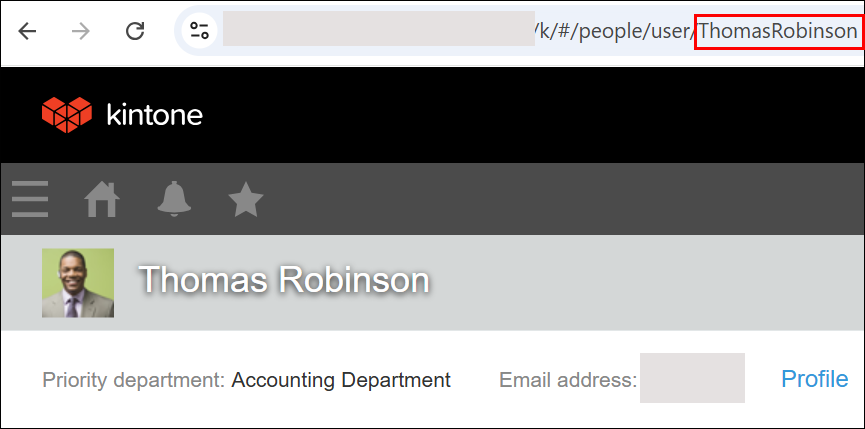 Screenshot: The URL of a user's People page