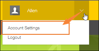 Screenshot: "Account settings" is highlighted