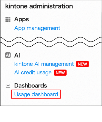 Screenshot: "Usage dashboard" is highlighted