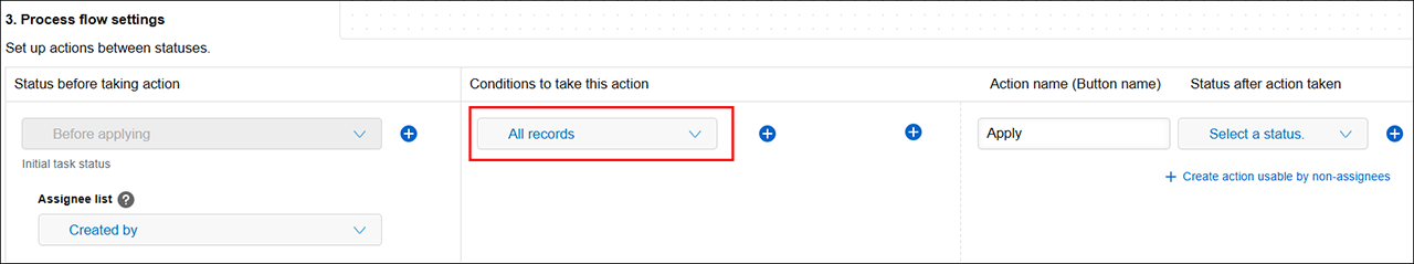 Screenshot: "Conditions to take this action"