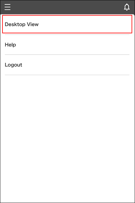 Screenshot: The "Desktop view" button is highlighted
