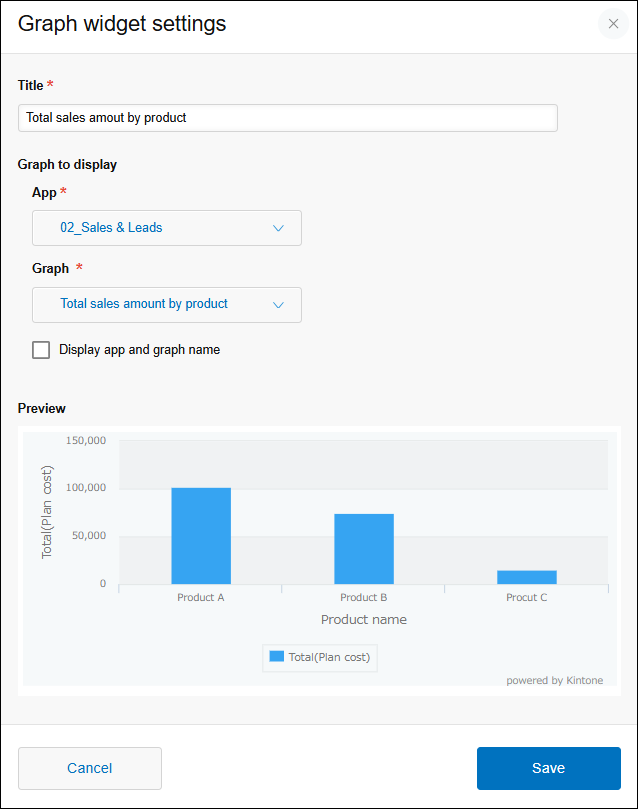 Screenshot: The "Graph widget settings" screen