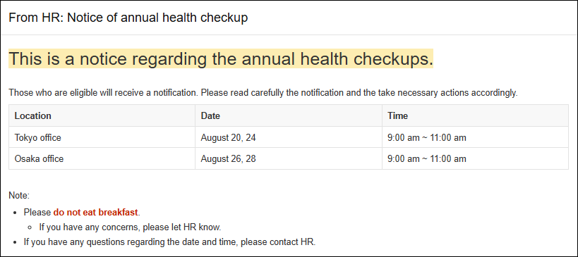 Screenshot: An example of a Rich text widget