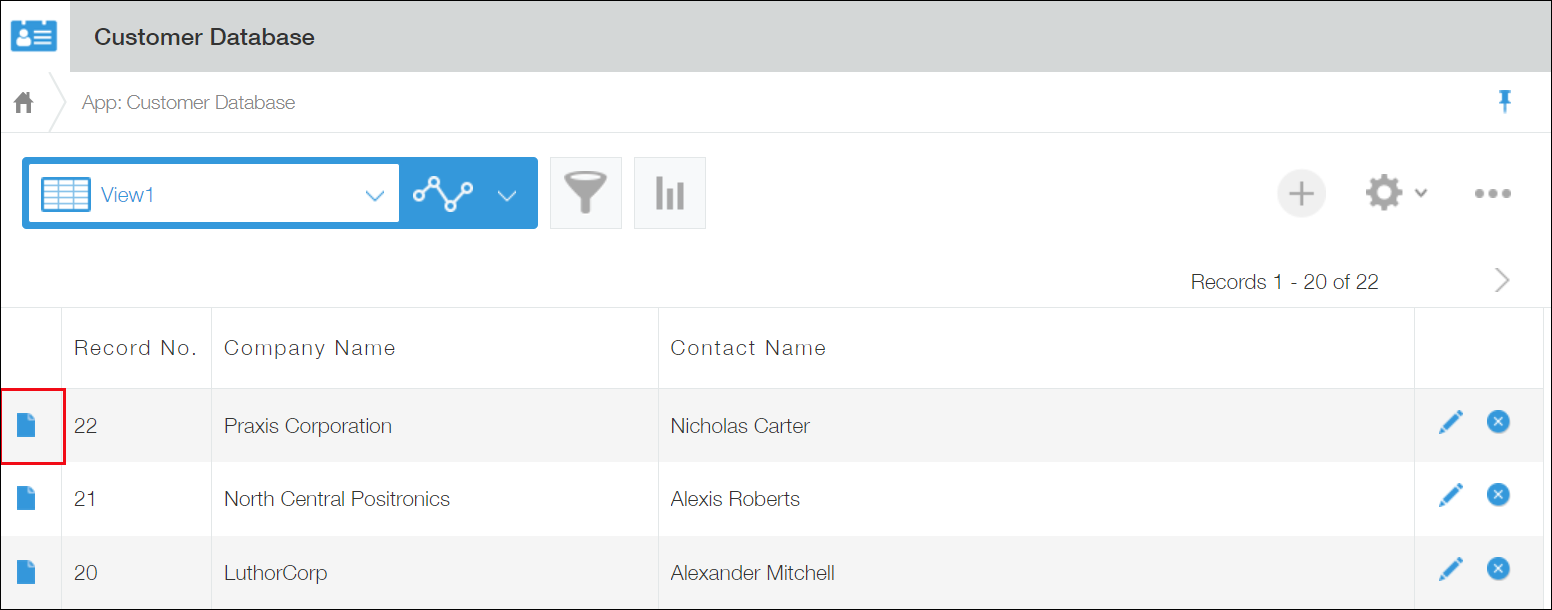 Screenshot: The "Show record details" icon is outlined