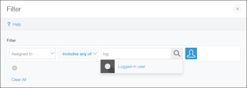 Screenshot: "Logged-in user" is shown as a selectable option in the input field