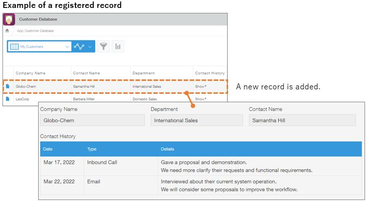 Screenshot: Image of the app with configured fields