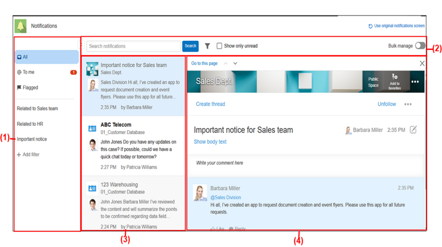 Screenshot: The "Notification" screen
