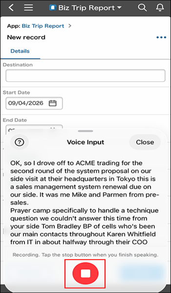 Screenshot: The "Stop Recording" button is highlighted