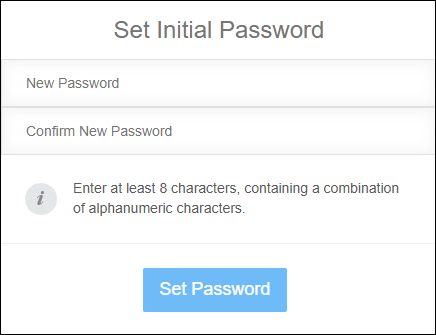 Screenshot: The "Set initial password" screen
