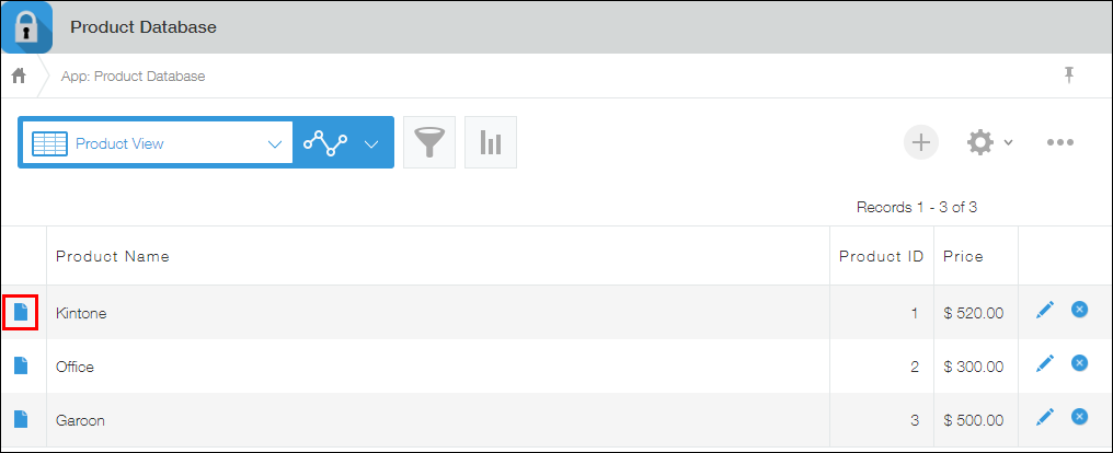 Screenshot: The "Show record details" icon is outlined