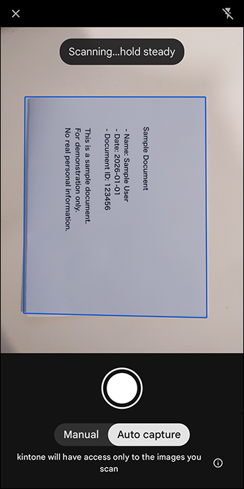 Screenshot: The screen for capturing and correcting a document