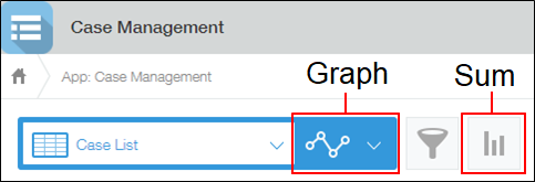 Screenshot: The Graph selection drop-down menu and the "Create graph" icon are highlighted