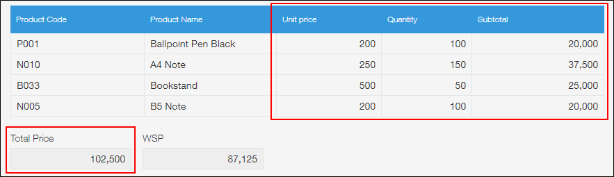 Screenshot: A calculation result is displayed in a field that has a formula set