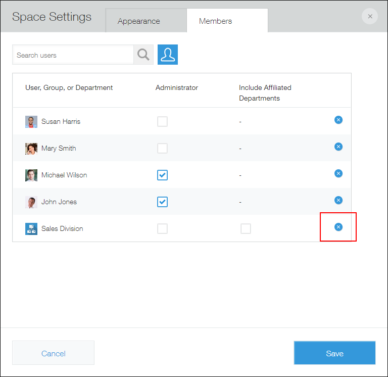 Screenshot: The "Delete" icon is outlined