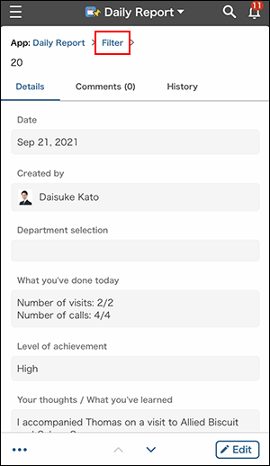 Screenshot: "Filter" is outlined in the breadcrumb trail