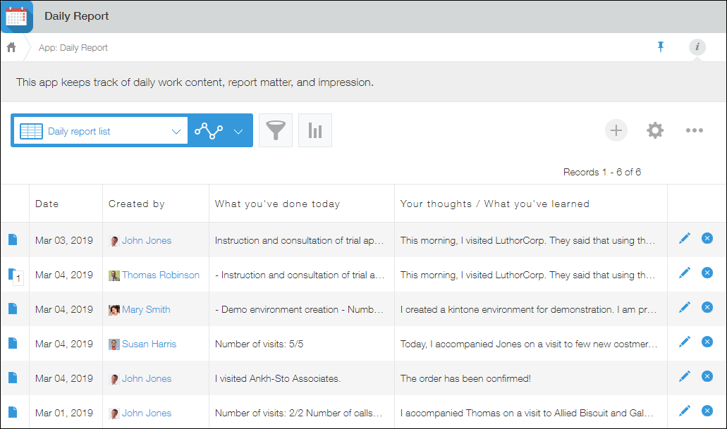Screenshot: The "View" screen of a created app