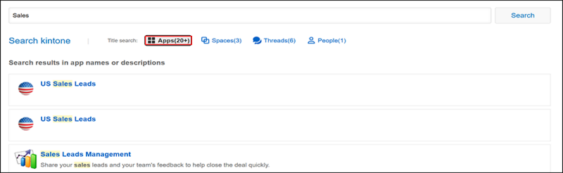 Screenshot: Example of apps that include a search keyword in their title