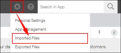 Screenshot: Another link to go to the "Imported files" screen is highlighted