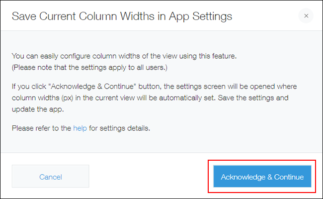 Screenshot: "Acknowledge & continue" is highlighted