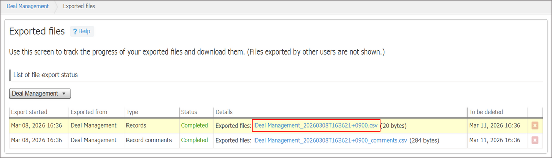 Screenshot: A file name is highlighted