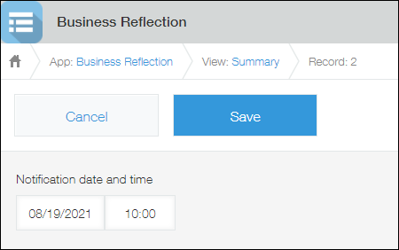 Screenshot: The "Date and time" field is highlighted on the "Edit record" screen