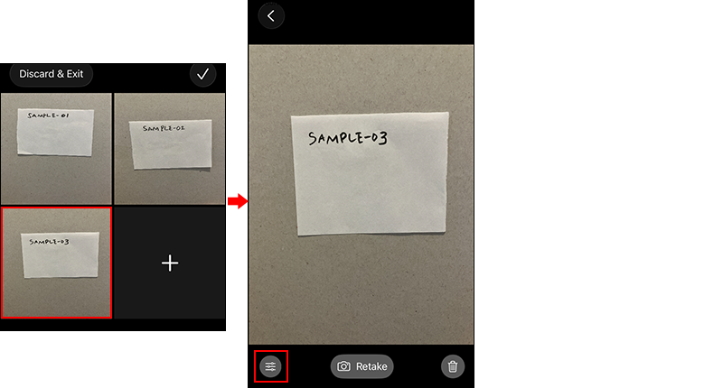 Screenshot: How the screen changes when "Take Multiple Photos" is selected