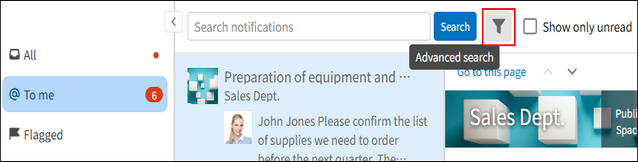 Screenshot: "Advanced search" is highlighted